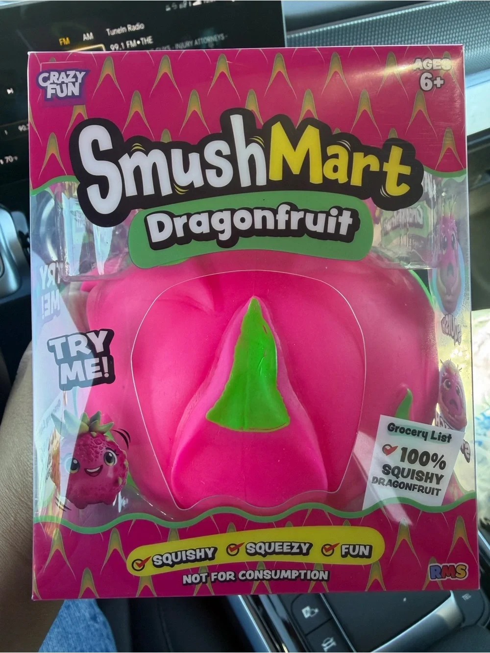 Dragonfruit Squishy Toy - Bright Pink with Green Accent